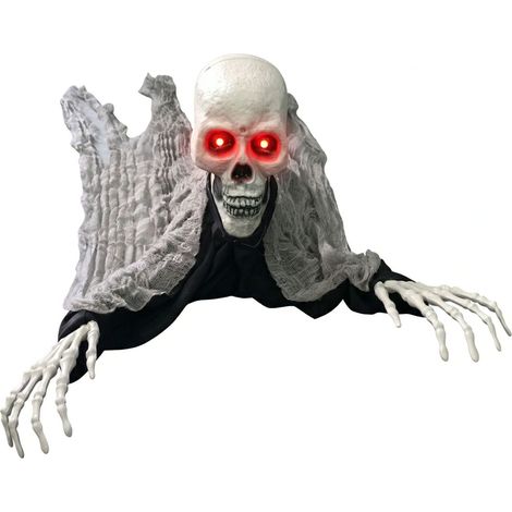 Décoration animée Faucheuse Halloween avec détecteur de mouvement, accessoire effrayant pour maison hantée, jardin, cour et fête (1/4)