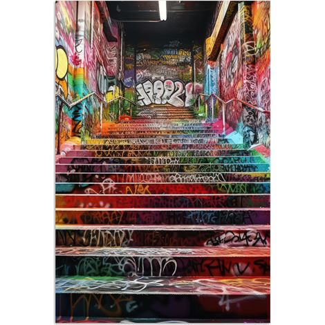 AFFICHE Escaliers - Graffiti - Couleurs - Art Tableau Décoration Murale 80x120 cm (1/4)