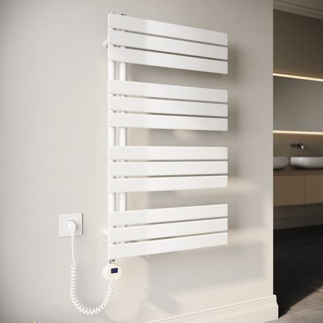 SONNI Radiador Toallero 1038x600mm Toallero Baño Radiador con Termostato Elemento Calefactor y Función de Temporizador Conexiones Laterales 600W Blanco (1/5)