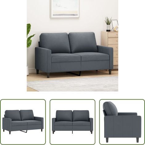 vidaXL Canapé gris foncé - Canapé à 2 places Gris foncé 120 cm Velours (1/5)
