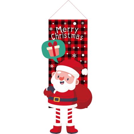 Drape De Porte De Noël - Drapeau Accrochable En Tissu Non Tissé - Pour Porte Fenêtre Mur Intérieur Extérieur - 1 Pièce (1/5)