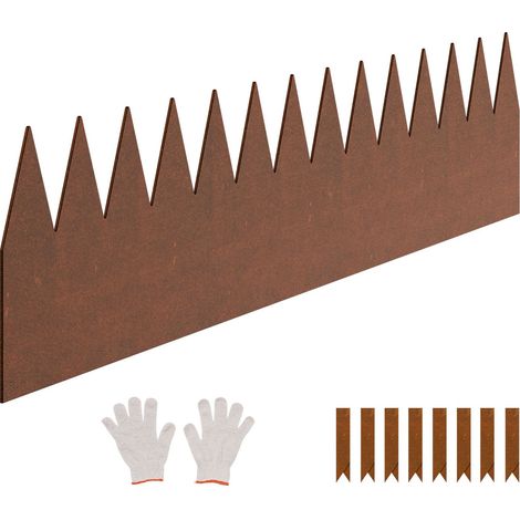Bordure de Jardin en Acier, 6 Pièces 40 x 6 cm, Résistante aux Intempéries et Anti-Rouille, Flexible pour Allées et Parterres, Durable et Robuste (1/5)