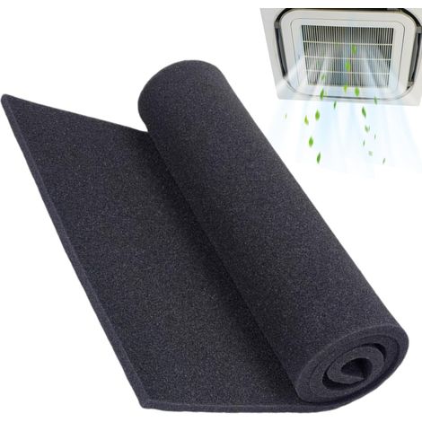 Ortviai Lot de 2 Filtres de Climatiseur en Mousse 100 x 40 cm - Pré-filtre à Air Découpable pour Camping-car et Maison - Mousse de Filtration Lavable et Réutilisable - Noir