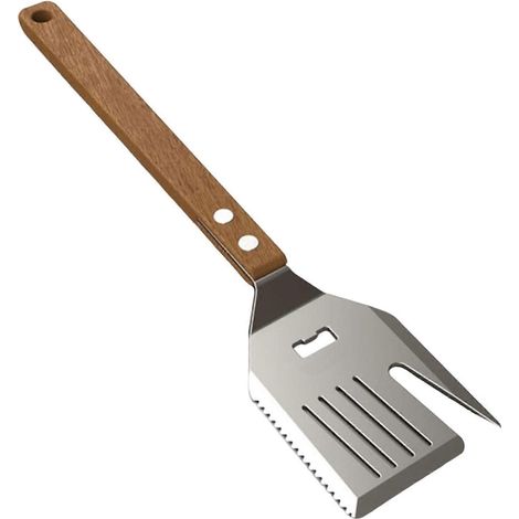 Spatule-fourchette 5 en 1 avec couteaux, ouvre-bouteille, attendrisseur de viande, ustensile de cuisine portable pour barbecue, pour retourner et couper. (1/5)