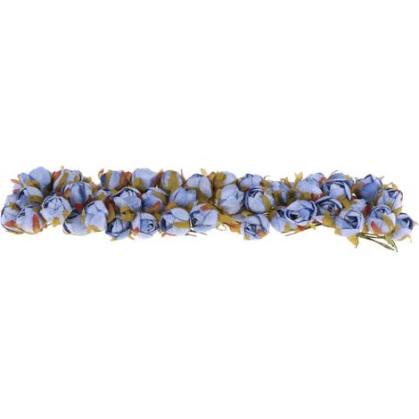60pcs Fleurs De Camélia Artificielles Branche Bouquets De Mariage Décor Bleu Foncé (1/5)
