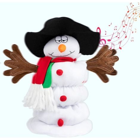 Singender und tanzender Schneemann aus Plüsch, musikalischer Weihnachtsmann mit 6 Weihnachtsliedern für animierte Weihnachtsdekoration (1/4)
