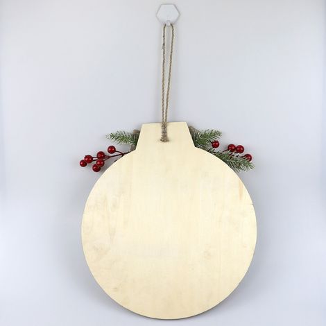 Décoration murale de Noël en bois, baies rouges, plaque de porte à carreaux, JM01450 (Taille unique) (1/5)