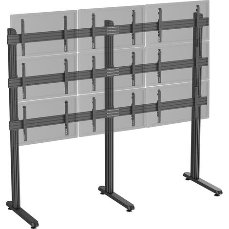 Support TV sur pieds - mur d'images 9 écrans 45''-50'' à poser noir (1/3)