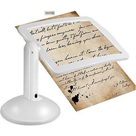 Loupe de bureau avec éclairage LED, rotation à 360°, grossissement x3 pour la lecture de livres et de journaux, idéale pour les personnes âgées. (1/4)