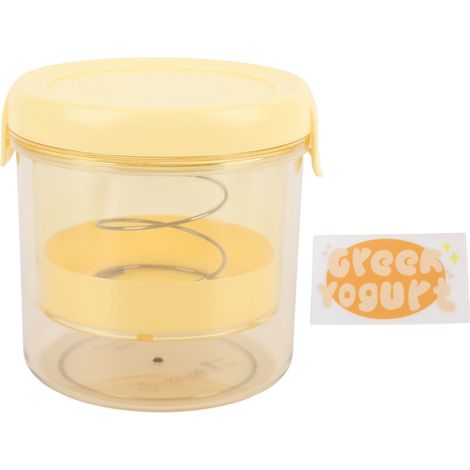 Passoire à yaourt grec avec couvercle, filtre à mailles fines pour yaourt maison épais, ustensile de cuisine rond jaune (1/5)
