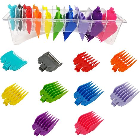 Tondeuse À Cheveux Limite Peigne,10 Accessoires de Tondeuse à Cheveux Colorée Guide de Peigne, pour Sabot Électrique Tondeuse Cheveux Rasoir (1/5)