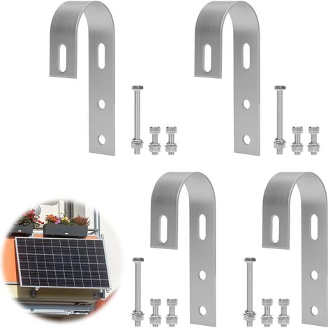 4 Pièces Fixation pour Panneau Solaire Crochets, Support Panneau Solaire, Crochet en Acier Inoxydable pour Balustrade, pour Panneau Solaire pour Fixation Sola pour Balcon (1/5)