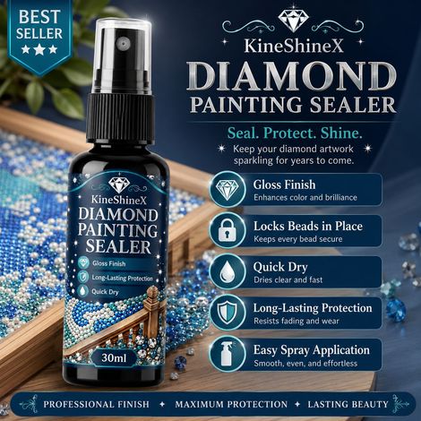 KineShineX Diamantmalerei-Versiegelung: Glänzender, schnelltrocknender und langanhaltender Schutz für die Deckschicht von DIY-Diamantmalereien (1/4)