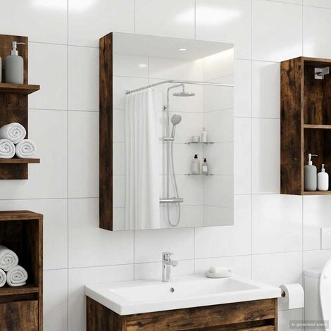 vidaXL Armario con espejo de baño Roble ahumado 40 x 10,5 x 60,5 cm (1/5)