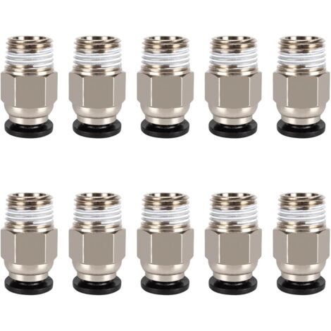 BUNTHAUS PC4-M10-Anschluss, PC4-M10-Pneumatikanschluss, Pneumatikanschluss für PTFE-Schläuche, PC4-M10 gerader Pneumatikanschluss, PC4-M10 pneumatischer gerader Rohranschluss für 3D-Drucker, 10 Stück (1/5)