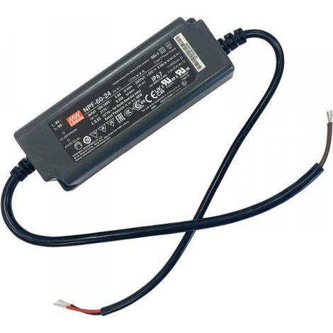 MW MEAN WELL NPF-60-24 Alimentatore Trasformatore IP67 60W 24V 2,5A Input 220V e 110V