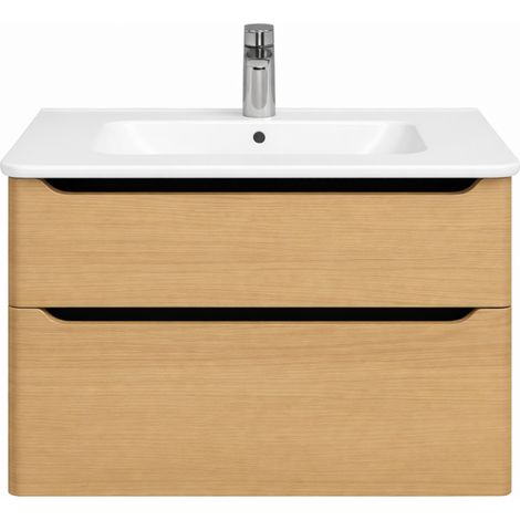 Mueble lavabo suspendido VITRA Sento Round de 100 cm en roble natural dorado