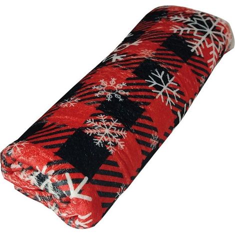 Coperta di Natale modello Xmas Tartan Flakes con fiocchi di neve per cani e gatti