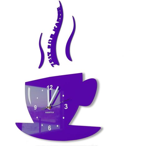 Tasse Temps pour Le café Moderne Horloge Murale de Cuisine Violette 3D Romaine Horloge Murale décorative fabriquée en UE (1/3)