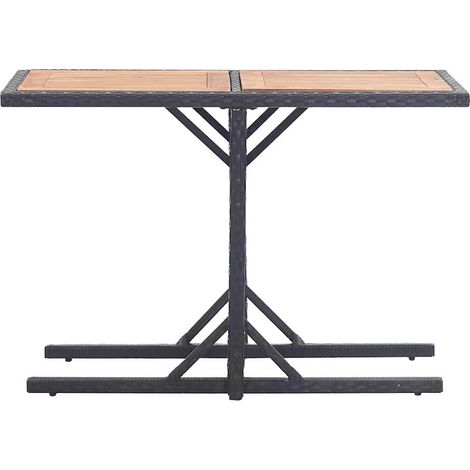 Maison Exclusive - Tavolo da Giardino Nero cm in Massello di Acacia e Polyrattan (1/5)