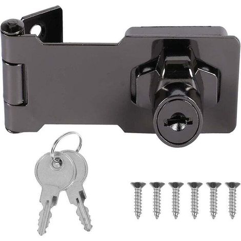 Verrou à moraillon rotatif à 90°, en alliage d'aluminium perforé, à tige renforcée, pour armoires, fenêtres, tiroirs et meubles, avec cadenas.