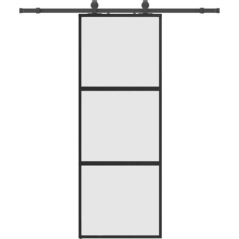 Maison Exclusive - Schiebetür mit Beschlag Schwarz 76x205 cm Hart