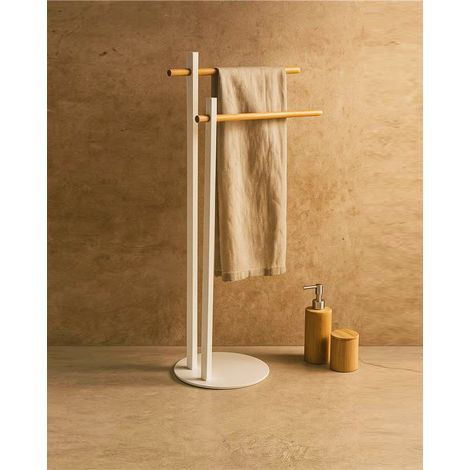 Exagonshop Piantana portasciugamani in acciaio bianco con bracci