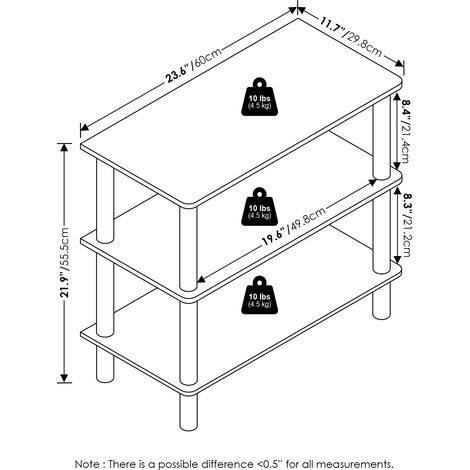 Étagère À Chaussures, Rangement À Chaussures À 3 Niveaux, pour Placard, Entrée, Bureau, Garage, Expresso/Noir (1/5)