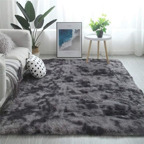 Tapis Tie-Dye - 120 x 160 cm - Gris Foncé - Pour Intérieur Salon Chambre - 1 Pièce