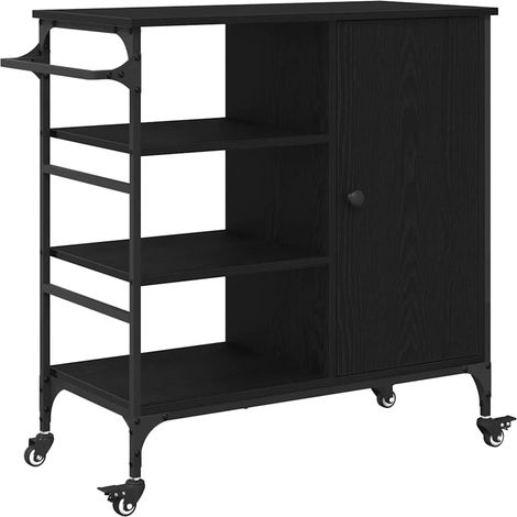 Maison Exclusive - Carrello da Cucina Rovere Nero 87,5 x 39 x 84,5 cm