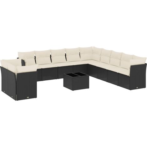 Maison Exclusive - Set Divani da Giardino 12 pz con Cuscini Nero in Polyrattan