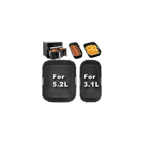 Airfryer Moule en silicone pour Tefal EY9018 Dual Easy Fry 5,2/3,1 L, Moulinex 8,3 l, Cecotec 5,5/3,5 l, DMS 6L/4L, friteuse à air Accessoires pour friteuse à air chaud double chambre Dual (1/5)