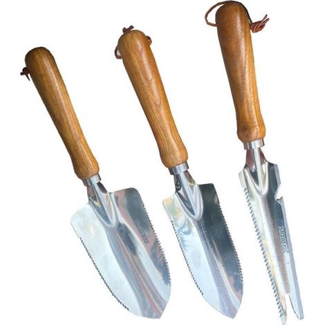 Outil de désherbage Manuel avec poignée en Bois et tête en Acier Inoxydable avec Mesure, extracteur de désherbage pour désherber, Planter des légumes, des Fleurs, Creuser, élager 3 pièces (1/5)