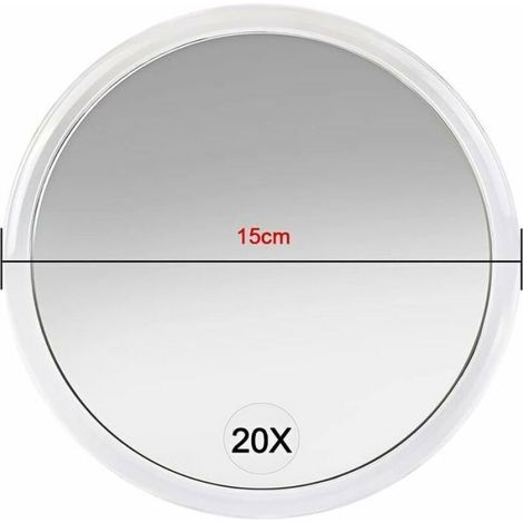 20X Grossissant Miroir avec ventouses (15cm Rond) - Parfait pour Le Miroir de Maquillage - Épilation - Élimination des Points Noirs (1/4)