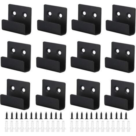 Heavy Duty Wall Hook 12Pcs Wall Mount Mirror Bracket Cold Rolled Steel Wall Hooks Screw-in Wall Hook with Screws for Bathroom Kitchen Garage(Black, 11mm Inner Width) (1/5)