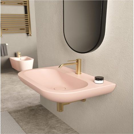 FORM 68x45 Greige mat. sans bonde. siphon chromé. 0 trou (1/5)