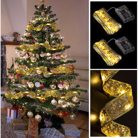 2x NASTRO DECORATIVO 50LED NASTRO NATALE LUCI DORATE ALBERO DI NATALE 5m (1/5)
