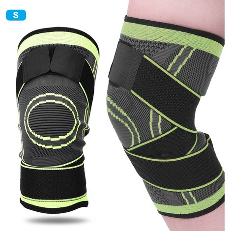 Genouillères de protection respirantes et chaudes pour l'hiver, idéales pour l'entraînement sportif en extérieur. Genouillères élastiques, vert taille S. (1/5)