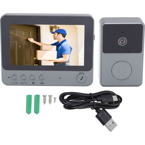 Interphone vidéo sans fil duplex 2,4 GHz avec affichage et sonnerie « Ding Dong » pour la sécurité de votre domicile (1/5)