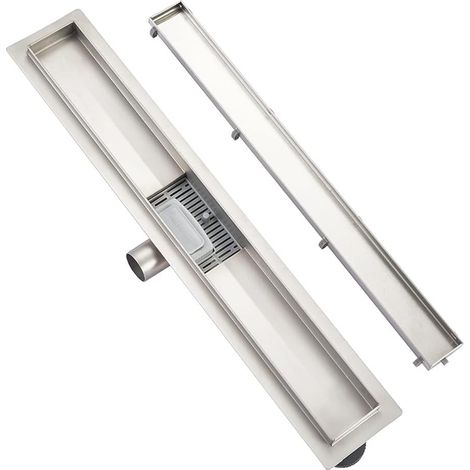 Caniveau de Douche Acier Inox,50cm,Réglable le 2en1 Carreler Caniveau,Caniveau de Douche avec siphon à bloqueur d'odeurs et filtre à cheveux,Caniveau Extra Plat,Drainage rapide (1/5)