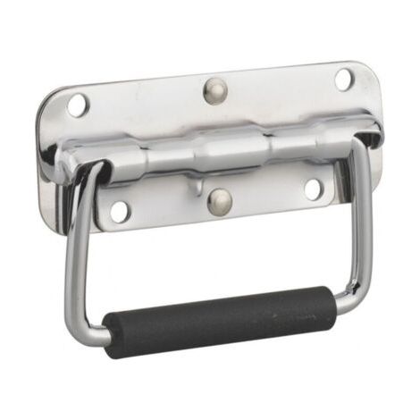 Gepäckgriff mit Rückholfeder, verzinkter Stahl, Edelstahl-Klappgriff, Werkzeugkasten, beweglicher Griff, Holzkistenring FLITI