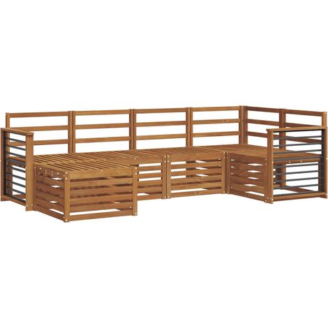 Sofa Sets 6 pcs Natural Solid Acacia Wood vidaXL