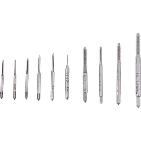 10 Stück M1 bis M3,5 Mini Gewindebohrer Set, Gewindeschneider M2 aus Schnellarbeitsstahl, Standard Gewindebohrer Set für Bearbeitung von Muttern auf Werkzeugmaschinen (1/5)