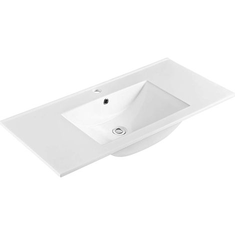 Sapho Slim - Lavabo 101x46 cm, con troppopieno, foro per miscelatore, bianco 1601-100 (1/5)
