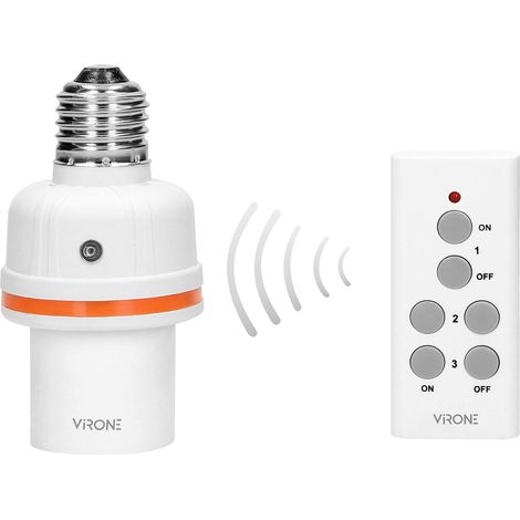 RS-6 Connected Socket Remote Control Bulb E27 Base, 1 remote control, 1 lamp socket