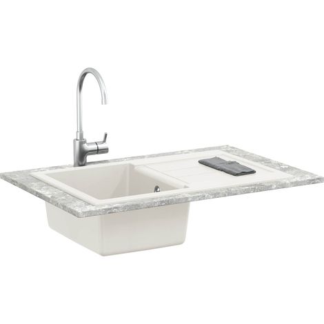 Évier Blanc 780 x 500 mm 80% Quartz et 20% Résine