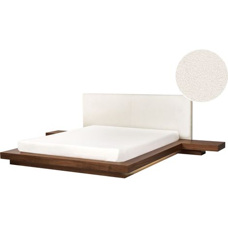 Bed with LED Boucle ZEN 160 x 200 cm (EU King Size) LED Brown Ash Wood (1/5)