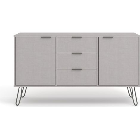 Medium Sideboard with 2 Door, 3 Drawers - Textured Manufactured Board/Metal - 130.6 x 43 x 73.6 cm - Grey (1/5)
