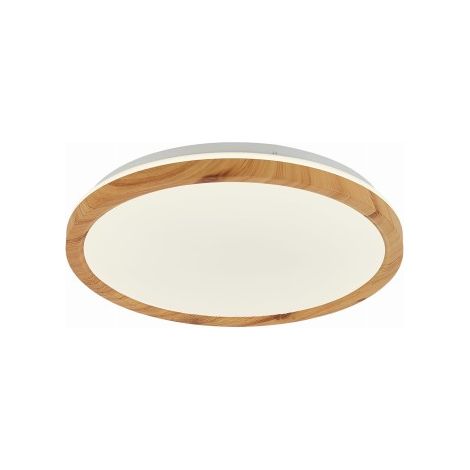 Plafonnier LED Candellux KATO rond 30cm bois blanc 16W