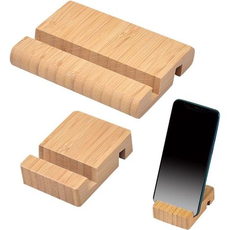 Supports de téléphone et tablette en bois – Lot de 2 – Supports de bureau multifonctions – Design créatif pour téléphone et tablette (1/5)